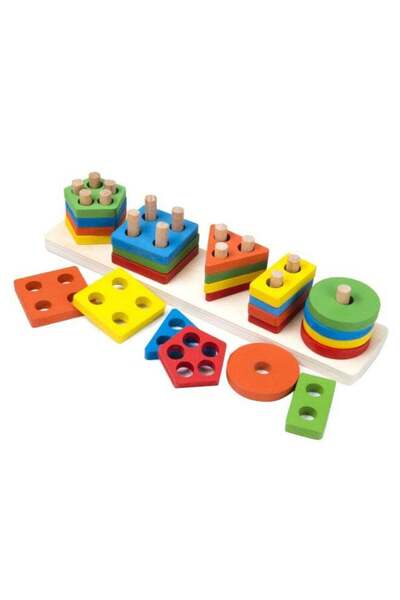 Generic 25-Piece Geometric Shape Stacking Block With Stand Kit 11.8 x 2.77inch