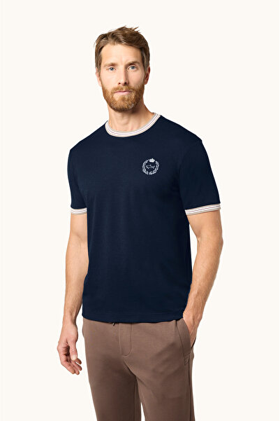 PAUL&SHARK Men's Regular Fit Contrast Round Neck Logo Embroidered Short Sleev...