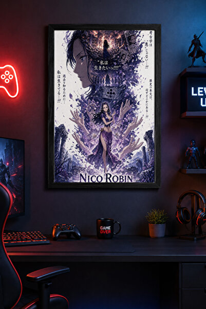 Charmbi Poster înrămat în lemn Nico Robin, pictură de perete cadou, imprimare...