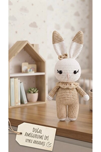 Taze Kal El Örgüsü Amigurumi Tavşan Uyku Arkadaşı - Bej Örgü Bebek Oyuncak, D...