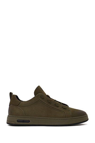 Derimod Men's Khaki Lace-Up Nubuck Leather Sneaker Wm680001Dn