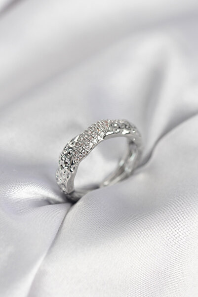 DMR Elegance Silver Color Women's Ring with Zircon Stone and Puntal