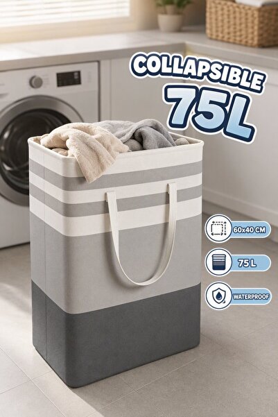 Generic 1 Cotton Linen Foldable Laundry Hamper Basket Waterproof Freestanding...