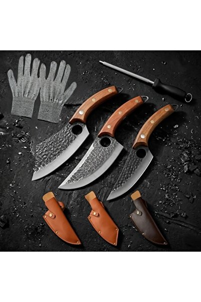 Klyte 5-Piece Kitchen Knife Set with Sharpener & Gloves, Ultra-Sharp Boning &...