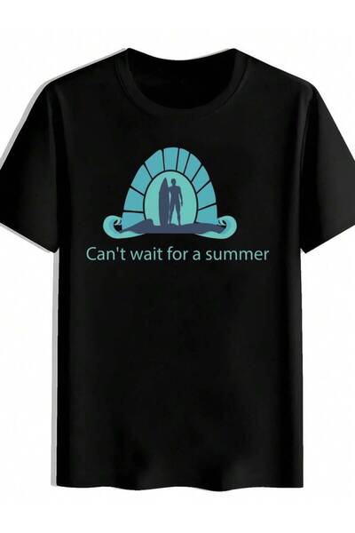 k222 تي شيرت كاجوال برقبة دائرية مطبوع عليه Surfer Silhouette Surfboard |   ق...