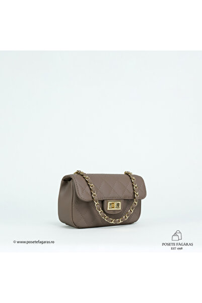 Posete Fagaras Poseta Piele Baby Ruby - Taupe, Geanta Casual din Piele Natura...