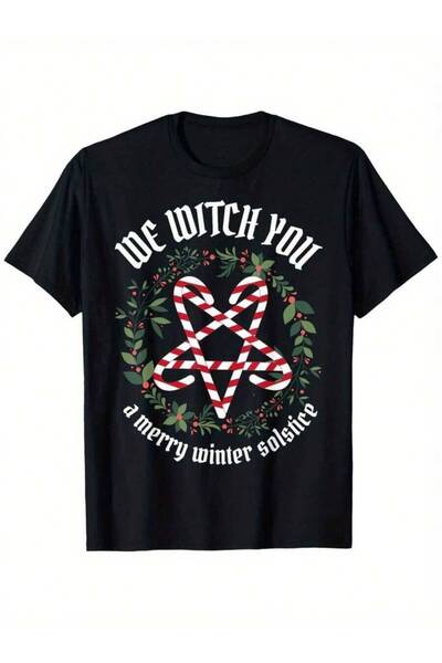 k222 تي شيرت We Witch You A Merry Solstice Yule Pagan Santa Wiccan L، مناسب ل...