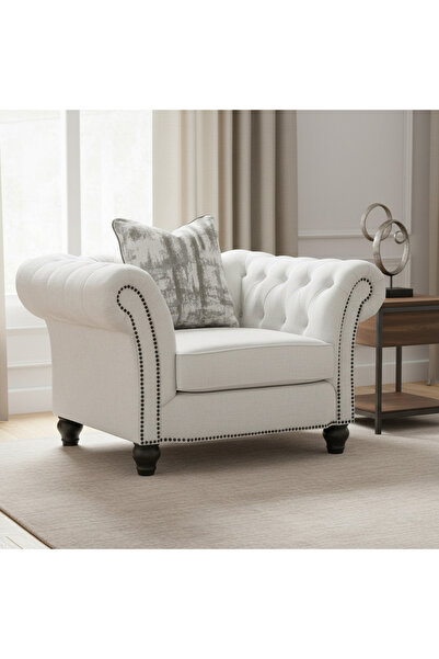 Roots Furniture كرسي تشيسترفيلد كريمي اللون