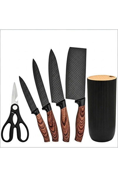 Klyte 6-Piece Kitchen Knife Set with Holder & Scissors, Ultra-Sharp Chef Kniv...
