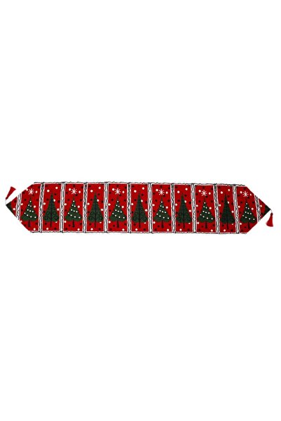 Rao Napron Decorativ pentru Masa, Model Brazi de Craciun, Tematica Craciun, 3...
