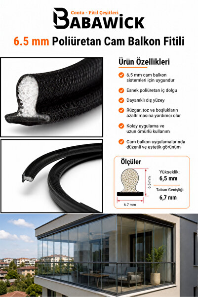 BABAWİCK 6.5 mm Polyurethane Glass Balcony Wick Long-Lasting Use and Alternat...