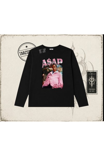 Tarzsokak Unisex Asap Rocky Biskilet Yaka Long Sleeve Beyaz