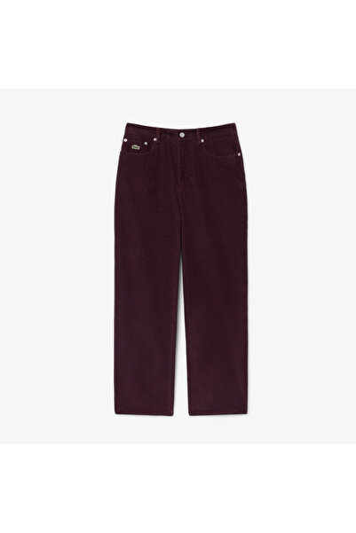 Lacoste Kadın Wide Leg Kadife Bordo Pantolon