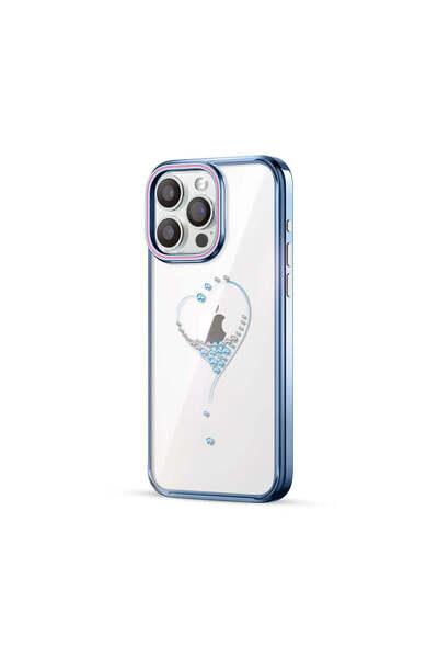 Kingxbar Husă compatibilă cu iPhone 15 Pro Max, policarbonat, Alb - Albastru