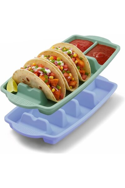 STARSTAR 2-Piece Taco Baking Set with 2 Seasoning Compartments - Reusable Dis...
