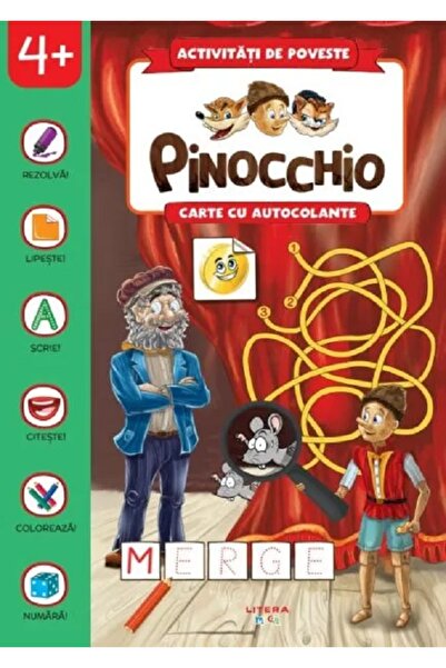 Litera Pinocchio. Carte cu autocolante