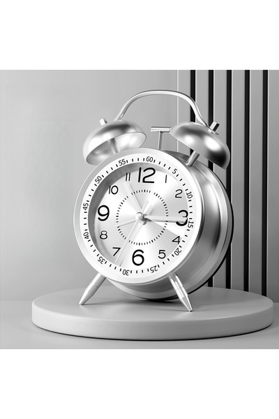 STARSTAR Super Powerful Alarm Clock Deep Sleepers 4-Inch Retro Dual Bells Sil...