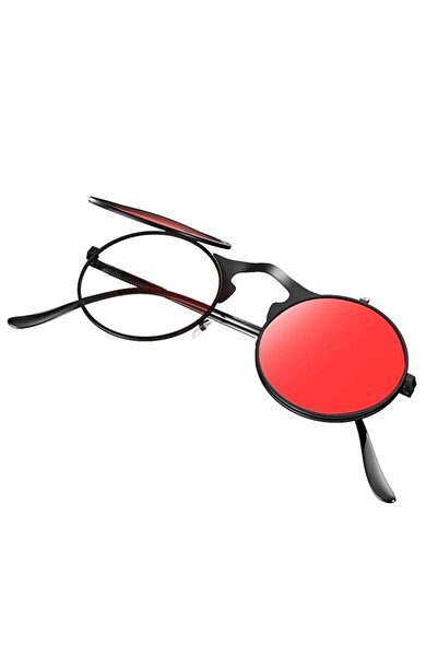 STARSTAR Unisex Retro 80s/90s Flip-Top Round Sunglasses Steampunk Carnival Su...