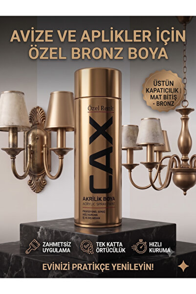 caxcolors Sprey Boya Avize Aplik Metal Ahşap Boyası 400ml - Yüksek Kapatıcı H...