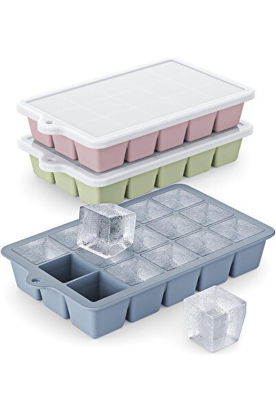 STARSTAR Silicone Ice Cube Trays 3-Pack, Easy-Release Trays with Lids, BPA-Fr...