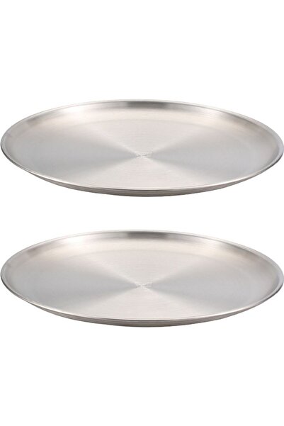 STARSTAR Stainless steel dinner plates, 2-pack, round, cutlery, metal plates,...