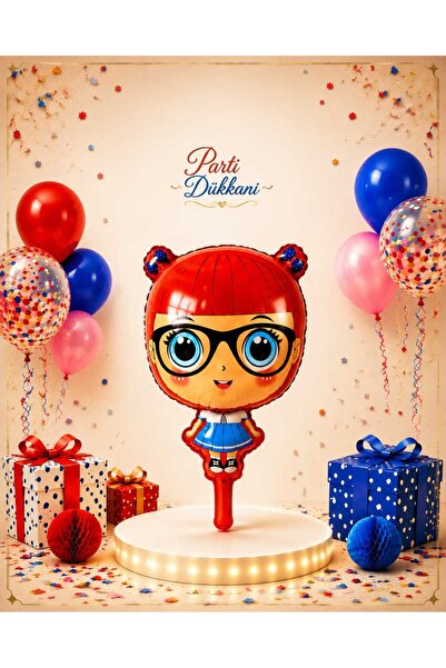 Parti Dükkanı Girl with Glasses Foil Balloon Helium Compatible 44X68 cm Birth...