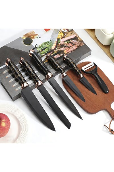 Klyte 6-Piece Kitchen Knife Set with Peeler for Home Chefs & Daily Meal Prep ...