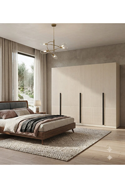 Dian Mobilya Tırtıklı Desen Mdf Gardrop 6 Kapılı