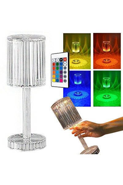 Ayawaska Lampa acrilica tip cristal RGB 16 culori, reincarcabila USB, control...