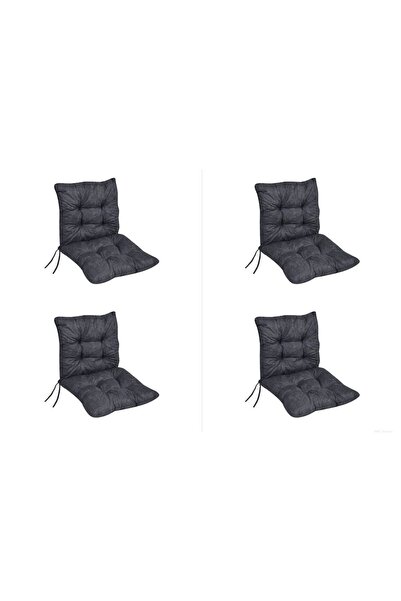BAMI NETWORK Set 4 perne pentru scaun cu spatar, bumbac, gri, living/exterior
