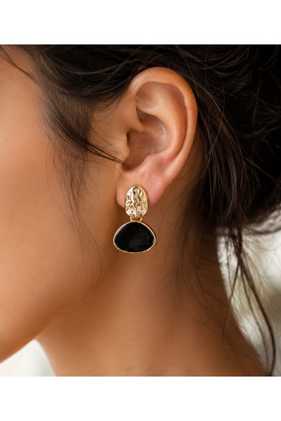 BY DİLEK ÇETİN ACCESSORY Steel Black Color Earrings