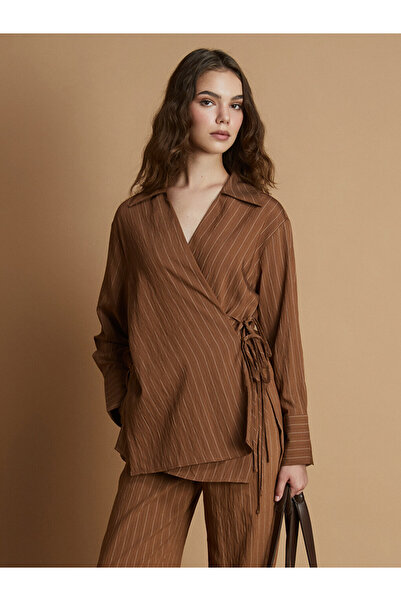 LC Waikiki Esvab • Modern & Distinctive Striped Tie-Detail Women's Shirt