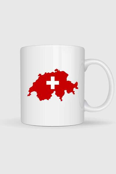 Bahriyeli Collection Swiss Flag and Map Printed Mug