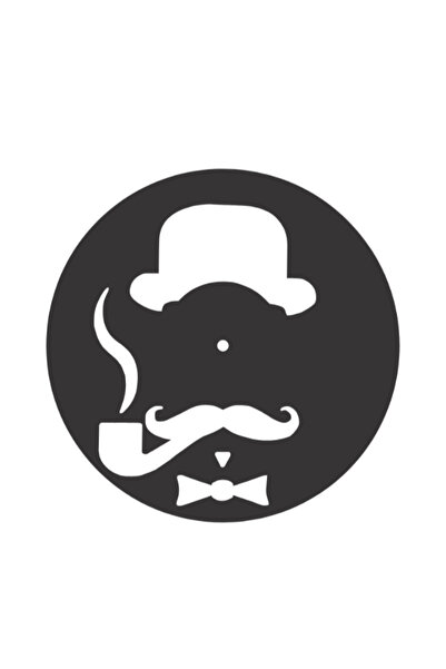 Gabcom Ceas de perete Moustache din lemn,culoare negru, 25 cm, design decorat...