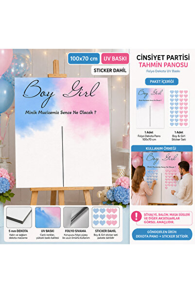 doğa reklam salihli 100x70 cm Cinsiyet Partisi Boy Girl Tahmin Panosu | Folyo...