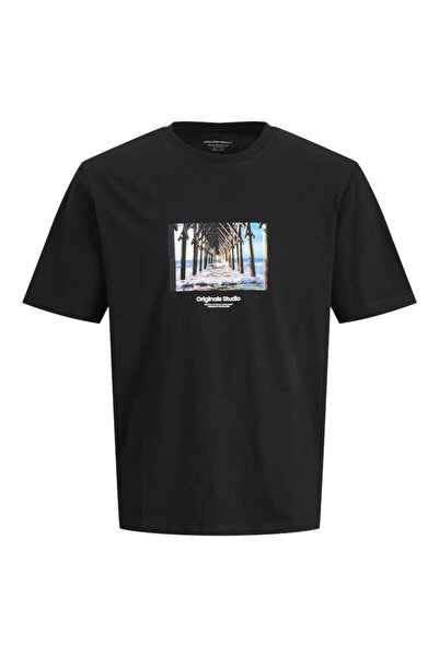 Jack & Jones Μπλούζα κοντομάνικη ανδρική "Ocean waves" μαύρη