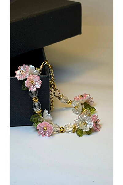 Gioriz Atelier Rose Bloom | El Yapımı Çiçek ve Zincir Detaylı Bileklik