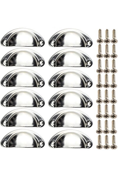 STARSTAR 12-piece 3-inch (82 mm) modern silver cabinet cup handles, furniture...