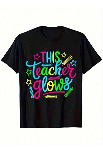 LİNA06 Glow-In--Dark Neon Teacher-Shirt 80s 90s Retro Glow Up Party Outfit, G...