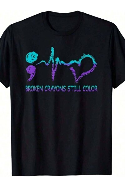 KYMC07 قميص بتصميم Broken Crayons Still Color Prevention Mental، تي شيرتات عل...