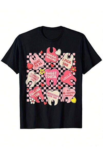 LİNA06 Valentine's Day Dental Theme-Shirt|| Unisex Casual Wear| Round Neck, R...