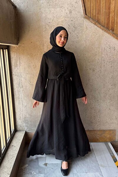 Faya Boutique فستان فيورا أسود بأزرار أمامية