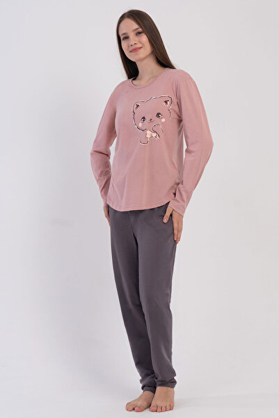 VİENETTA Pamuklu Kadın Uzun Kol Pijama Takım , 605153