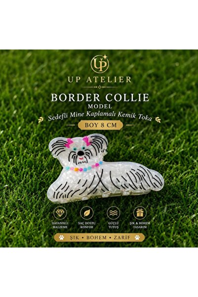 Up Atelier Pearlescent Enamel Coated Border Collie Bone Buckle 8cm