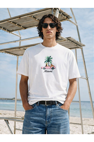 The Indian Garage Co By Styli Men Relaxed Fit Embroided Crew Neck T-Shirt