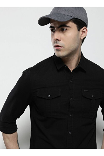 The Indian Garage Co By Styli Men Regular Fit Solid Cutaway Collar Casual Shirt