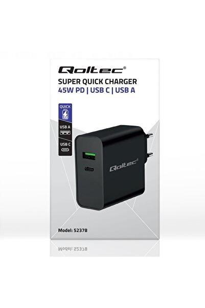 NO BRAND Încărcător QOLTEC Super Rapid PD 45W Negru