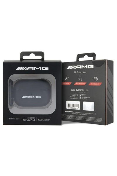 NO BRAND AMG AMAP2SLWK husă pentru AirPods Pro 2 negru Piele Logo alb