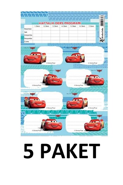 Keskin 5 Pack Blue Themed Race Car School Schedule Book with Timetable 3 Page...
