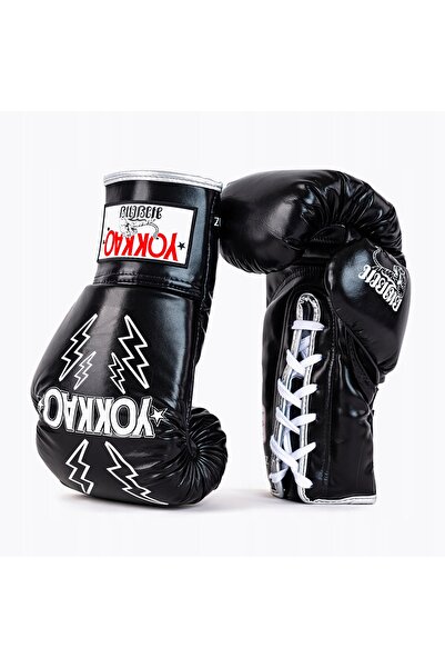Yokkao Mănuși de box pentru bărbați Stadium Lace Up negre de 8 oz
